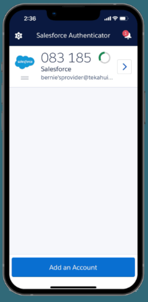 Salesforce Authenticator homescreen