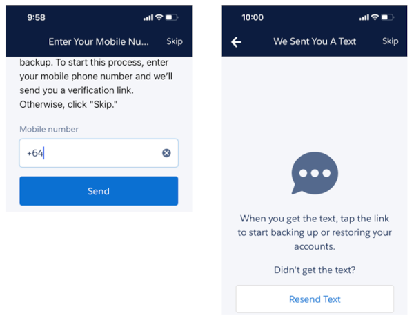 Enter phone number and we sent you a text screenshots